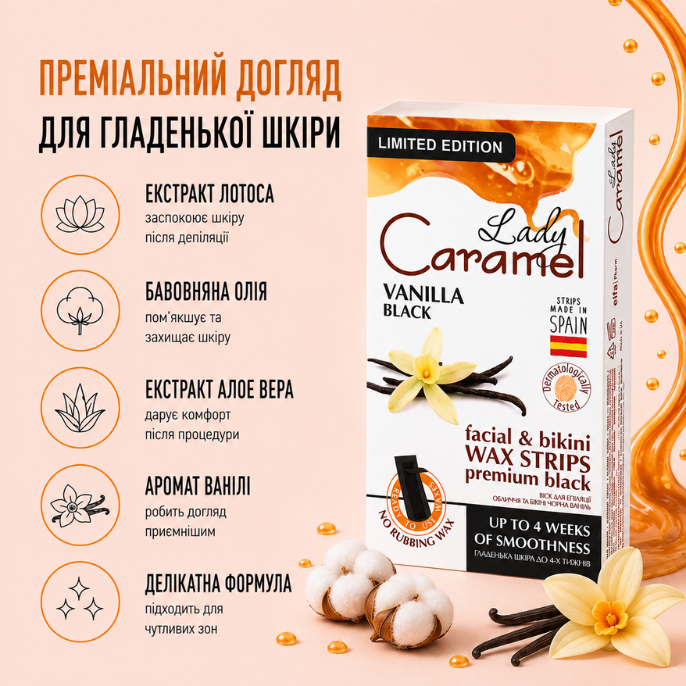 Віск для епіляції обличчя та бікіні Чорна Ваніль 12 шт.