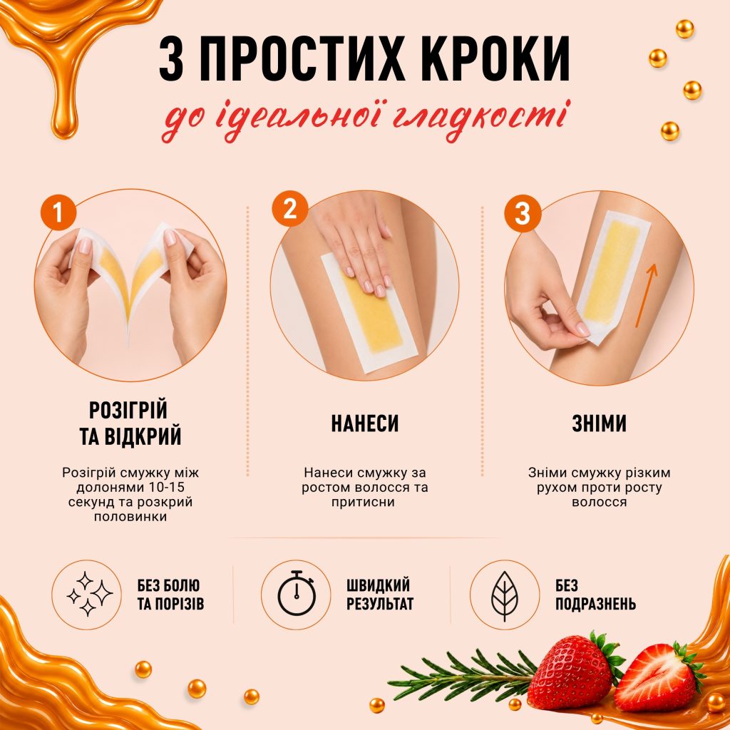 Віск для епіляції тіла Полуничний 16 шт.